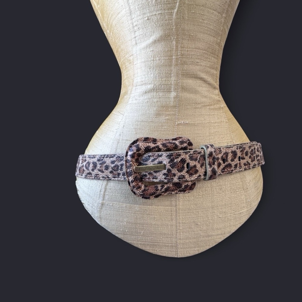 Amiee Lynn Cheetah Leopard Belt Leather Mob Wife Western Boho Black and Tan